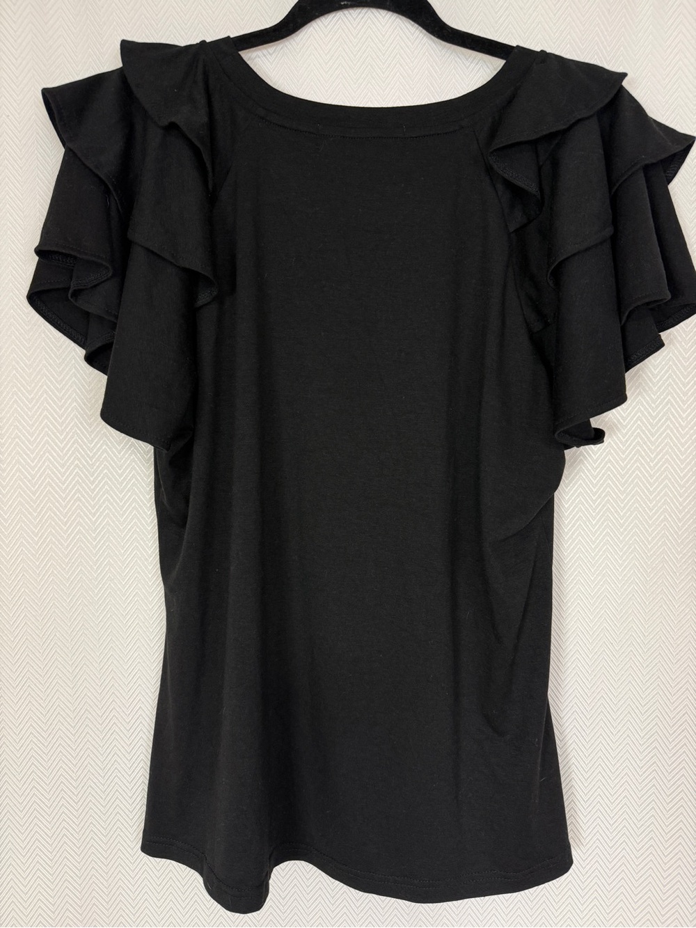One Eleven North Black Flutter Sleeve Top Size XL - Picture 5 of 5